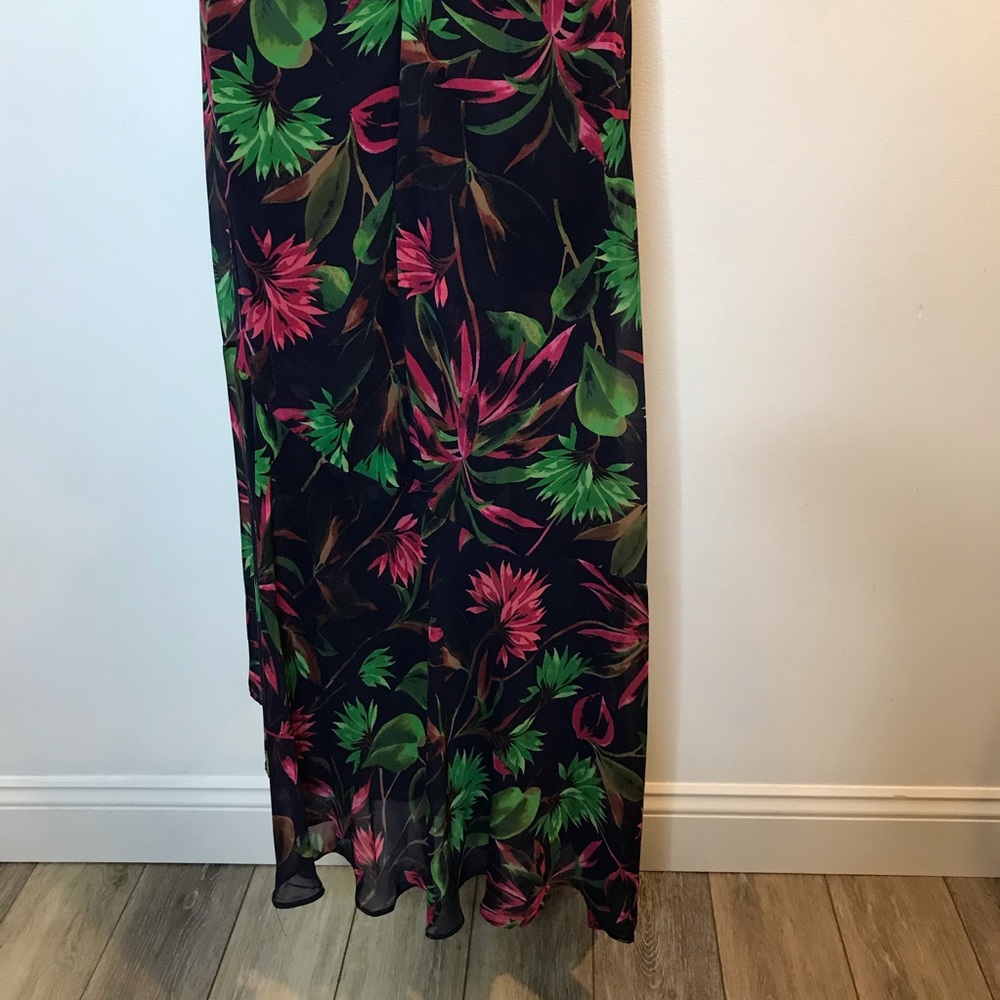 Just Taylor Floral Maxi Dress Tropical Lined Chiffon Halter 12 Large - Picture 6 of 12